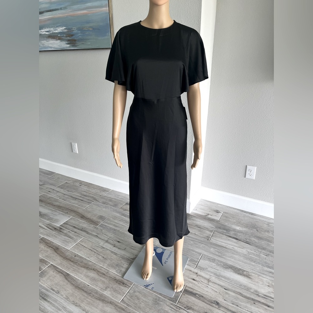 •Black Satin Open Back• NWT